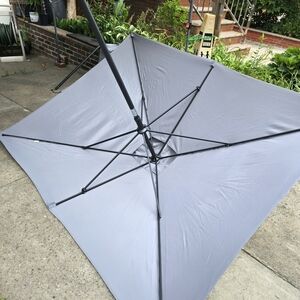 7.5 ft. Rectangular Patio Umbrella with Push Button Tilt/Crank, Gray